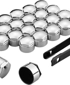 AUTOUTLET 24 PCS Black Wheel Nut Caps 17 mm Internal Diameter Universal Fit with Removal Tool & Locking Caps for Cars Prevents Rust Easy Installation