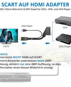 AUTOUTLET Scart auf HDMI Konverter, 1080P Scart auf HDMI Adapter unterstützt 16:9/4:3 Konvertierung, PAL/NTSC, Scart to HDMI mit 150cm Männlich-Scart-Kabel, Scart HDMI Adapter für HDTV VCR VHS DVD