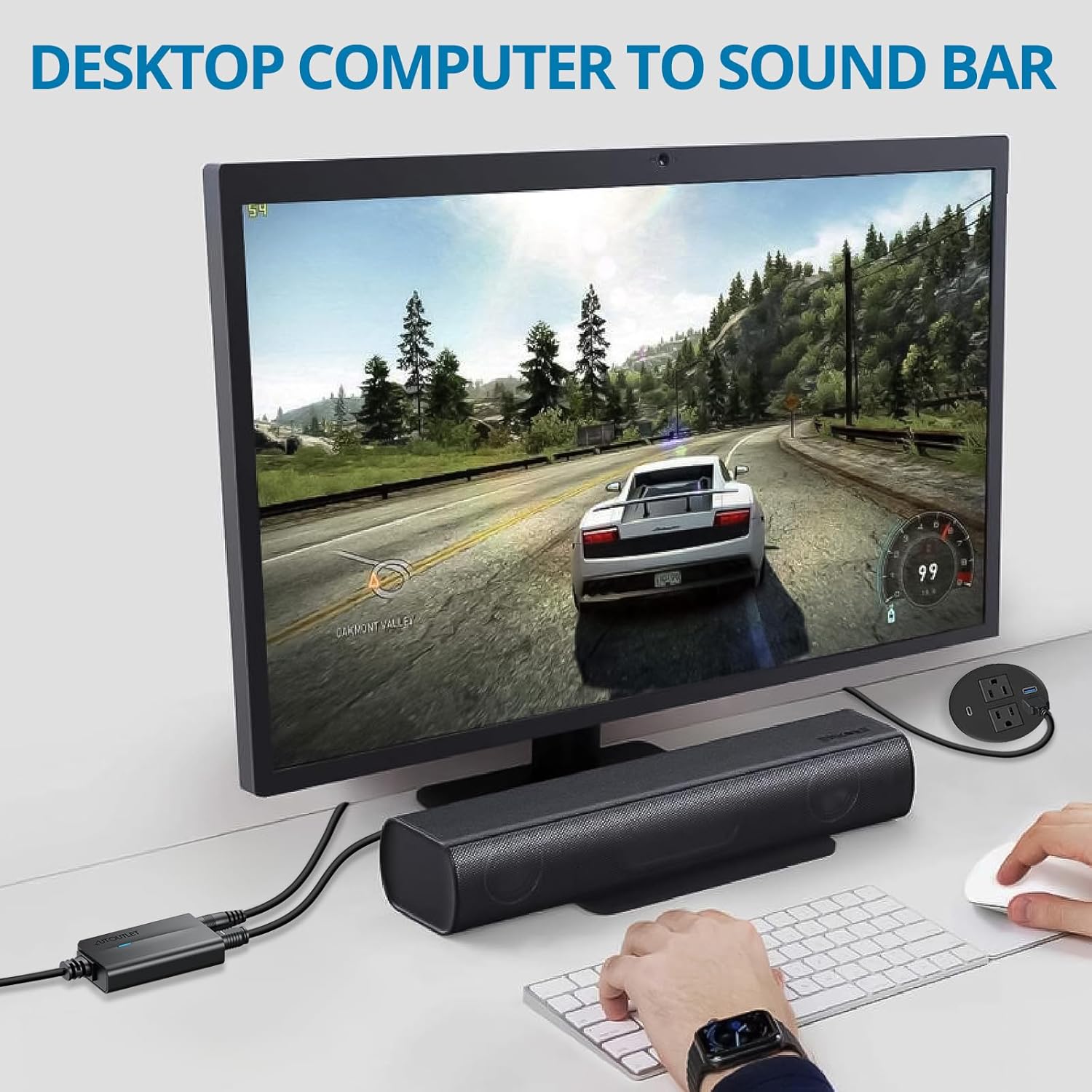 AUTOUTLET 3.5mm to Optical Converter, 48Khz Audio Sample Rate, Supports Uncompressed 2-Way PCM Digital Audio Signal Output, Built-in 1.2m 3.5mm Cable, Suitable for Laptop, Computer, Projector, etc