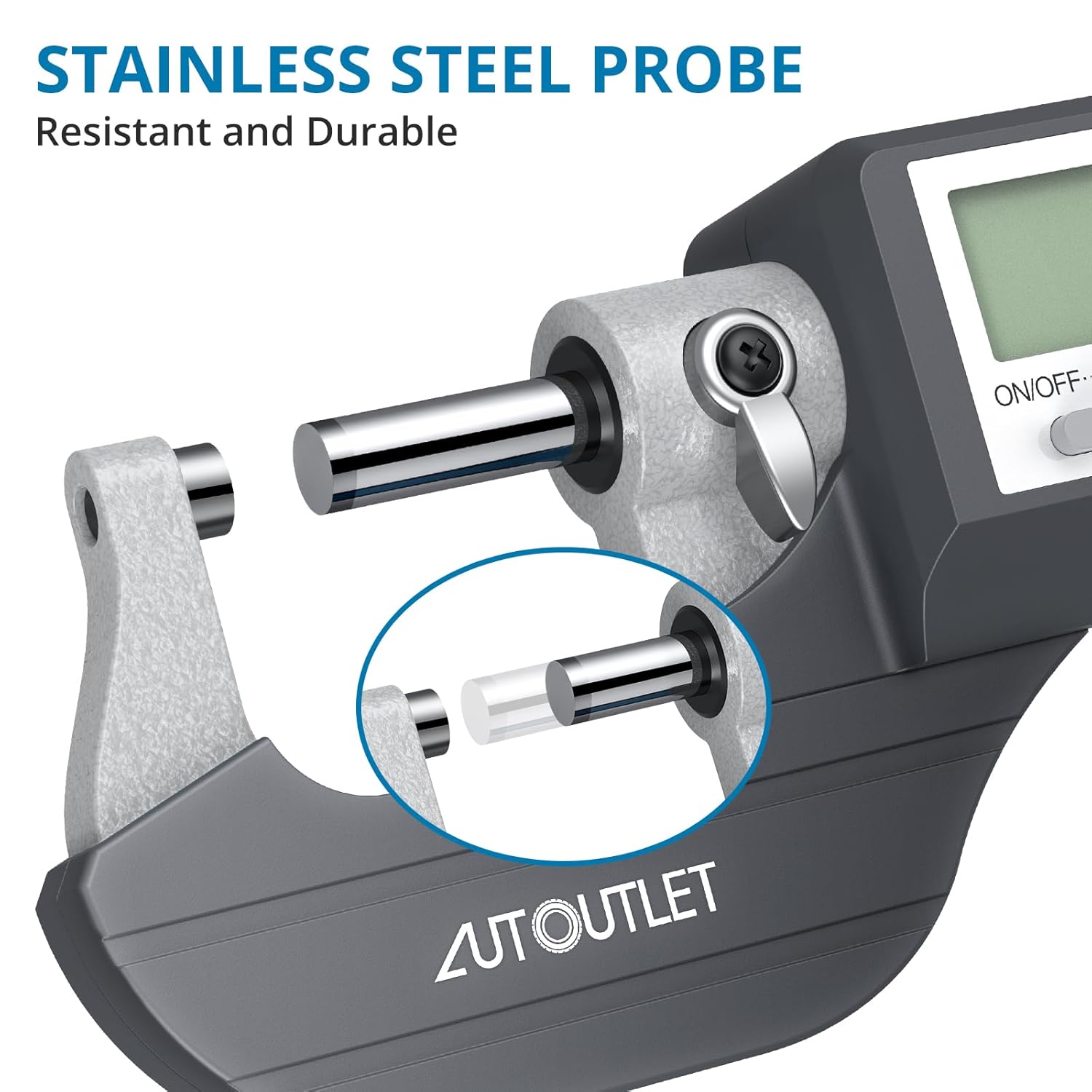 AUTOUTLET Micrometer Digitale Bügelmessschraube 0-25mm/ 0.001mm, Hohe Präzision LCD Digitale Mikrometer Mikrometerschieber Länge Messwerkzeug Mikrometer 0.001mm(0.00005")-Grau