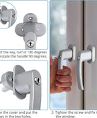 AUTOUTLET Fenstergriffe abschliessbar, 4 Stück Fenstergriff abschließbar Aluminium in Stiftlänge 35mm, Fenstersicherung Balkontürgriff kindersicherung mit Schlüsseln und Schrauben für Fenster (grau)