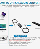 AUTOUTLET 3.5mm to Optical Converter, 48Khz Audio Sample Rate, Supports Uncompressed 2-Way PCM Digital Audio Signal Output, Built-in 1.2m 3.5mm Cable, Suitable for Laptop, Computer, Projector, etc