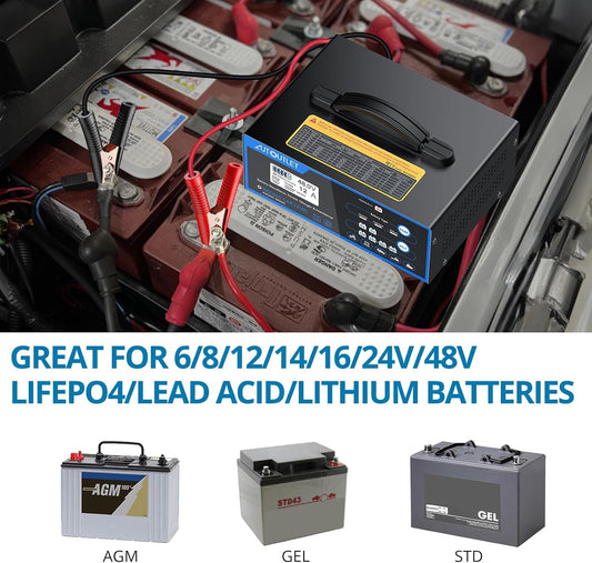 AUTOUTLET 0-12A Automotive Battery Charger for 6V/8V/12V/24V/36V/48V