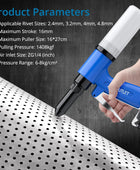 AUTOUTLET Pneumatic Rivet Gun Kit Heavy-Duty Riveter 4 Sizes Air Hydraulic Riveting Tool for Manufacturing Fields