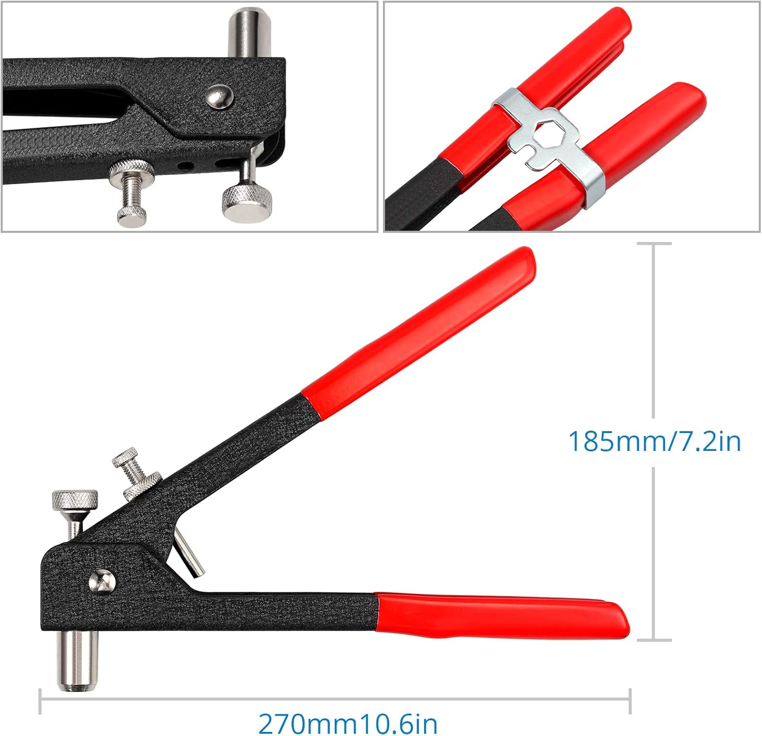 Nietzange Set, AUTOUTLET 86 Stück Nietmutternzange Set Gewindeeinsatz Nietpistolen Werkzeug, mit M3 M4 M5 M6 M8 Dorne und 80PCS Nietmuttern, 10" Nietzange Gewinde Blindnietzange vernieten Kit-Rot