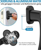 AUTOUTLET Fenstergriffe abschliessbar, 4 Stück Fenstergriff abschließbar Aluminium, Fensterschloss Fenstersicherung Kindersicherung Balkontürgriff mit Schloss in Stiftlänge 35mm für Fenster (schwarz)