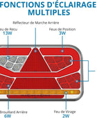 AUTOUTLET Lot de 60 feux arrière de remorque - Éclairage LED 13 broches - Câble amovible de 5 m et 5 fonctions - Éclairage de remorque de voiture et camion - Certifié E11 (pas d'éclairage de plaque