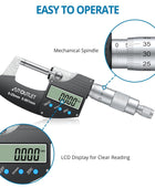 AUTOUTLET 0-25mm ABS Stainless Steel Multifunction Digital LCD Display Micrometer 0.001mm Electronic Micrometer Caliper