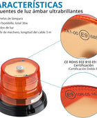 AUTOUTLET LED Rotating Flashing Amber Beacon | 12LED 10V-30V Magnetic Flashing Beacon Warning Light | Emergency Vehicle Safety Light CE, ROHS, ECE R10 R65 Certified for Trucks and Forklifts