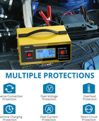 AUTOUTLET Upgraded 6/8/12/14/16/24V Battery Charger Automotive Smart Car Battery Charger and Trickle Maintainer 0-10A Fully Automatic with Cable Clamps