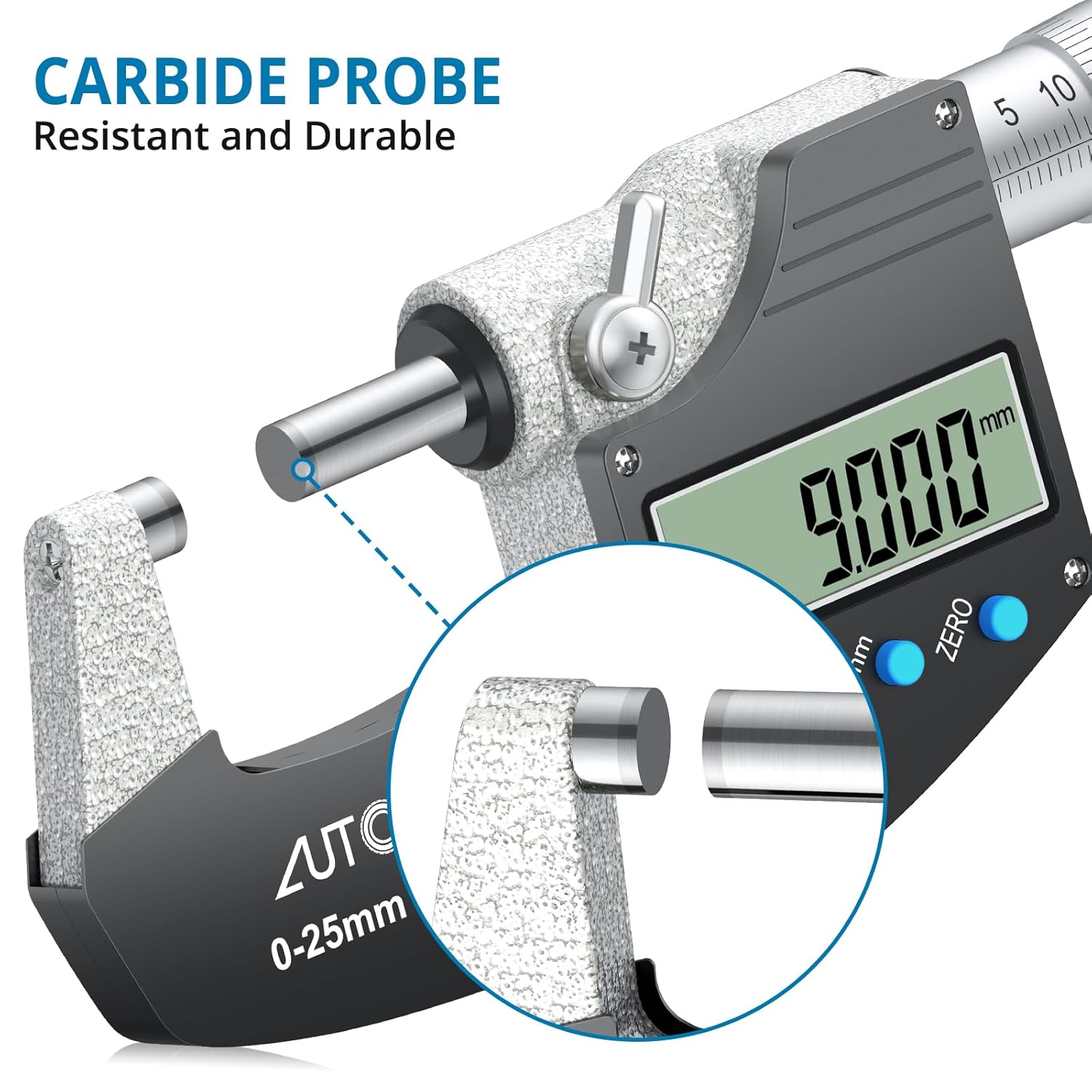 AUTOUTLET 0-25mm ABS Stainless Steel Multifunction Digital LCD Display Micrometer 0.001mm Electronic Micrometer Caliper