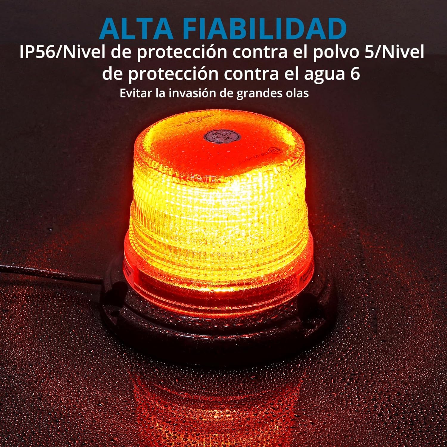 AUTOUTLET LED Rotating Flashing Amber Beacon | 12LED 10V-30V Magnetic Flashing Beacon Warning Light | Emergency Vehicle Safety Light CE, ROHS, ECE R10 R65 Certified for Trucks and Forklifts