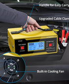 AUTOUTLET Upgraded 6/8/12/14/16/24V Battery Charger Automotive Smart Car Battery Charger and Trickle Maintainer 0-10A Fully Automatic with Cable Clamps