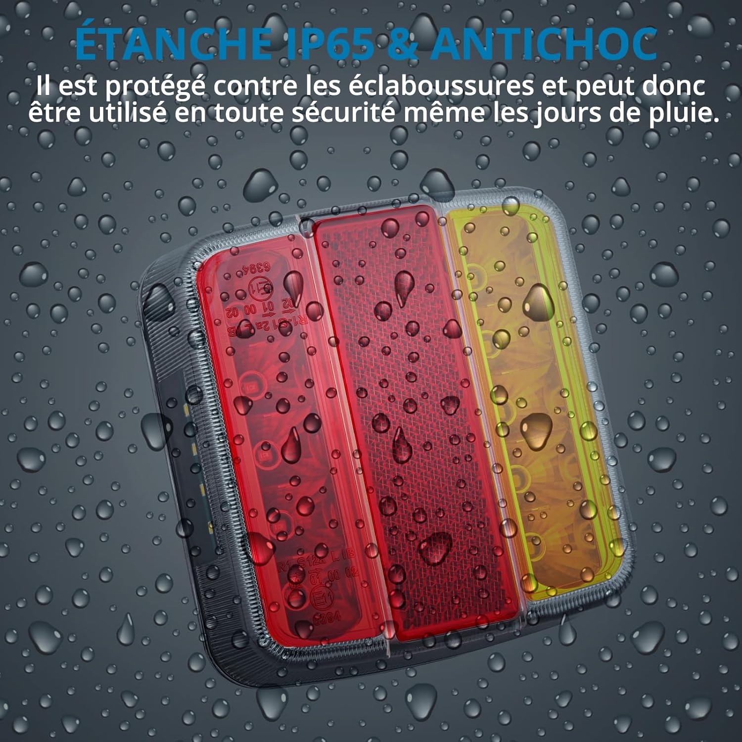 AUTOUTLET Feux Arrière Remorque Feux de Remorque Montage à Vis Câble de 7,5m 7 Broches 18 LEDs Super Claires avec E Mark E11 pour La Circulation Routière pour Camping-Car Camion Poids Lourd Tracteur