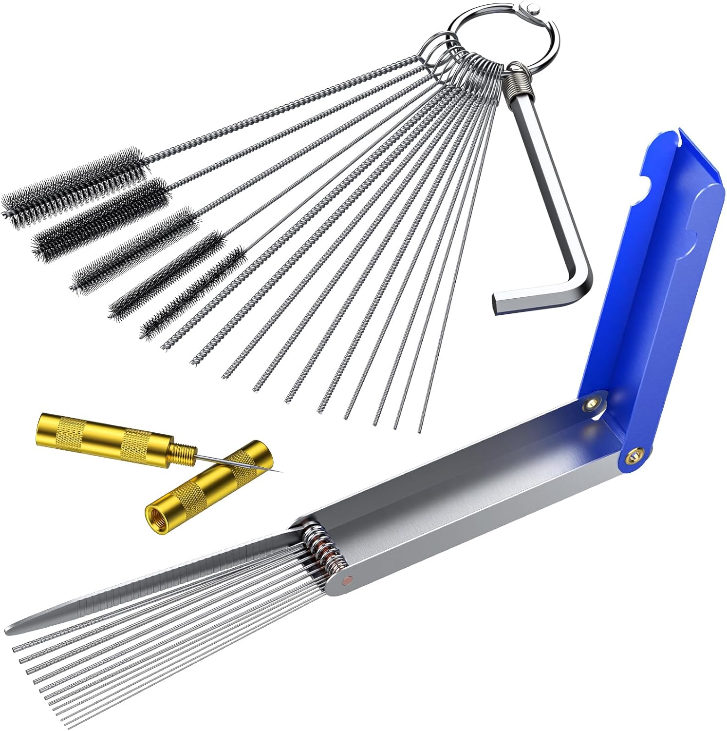AUTOUTLET Carburetor Cleaning Kit Carb Jet Cleaning Tools Including 1PC Cleaning Tool Case, 10PCS Cleaning Needles, 5PCS Cleaning Brushes, 1 Hexwrench & 1 Cleaning Scraper for Motorcycle ATV Carb