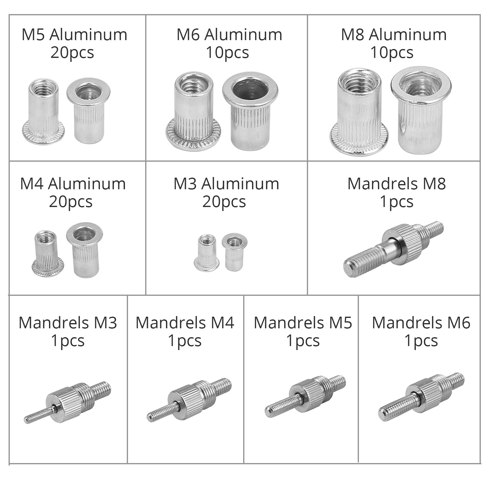 AUTOUTLET 86PCS Threaded Nut Rivet Tool Riveter Rivnut Nutsert Gun