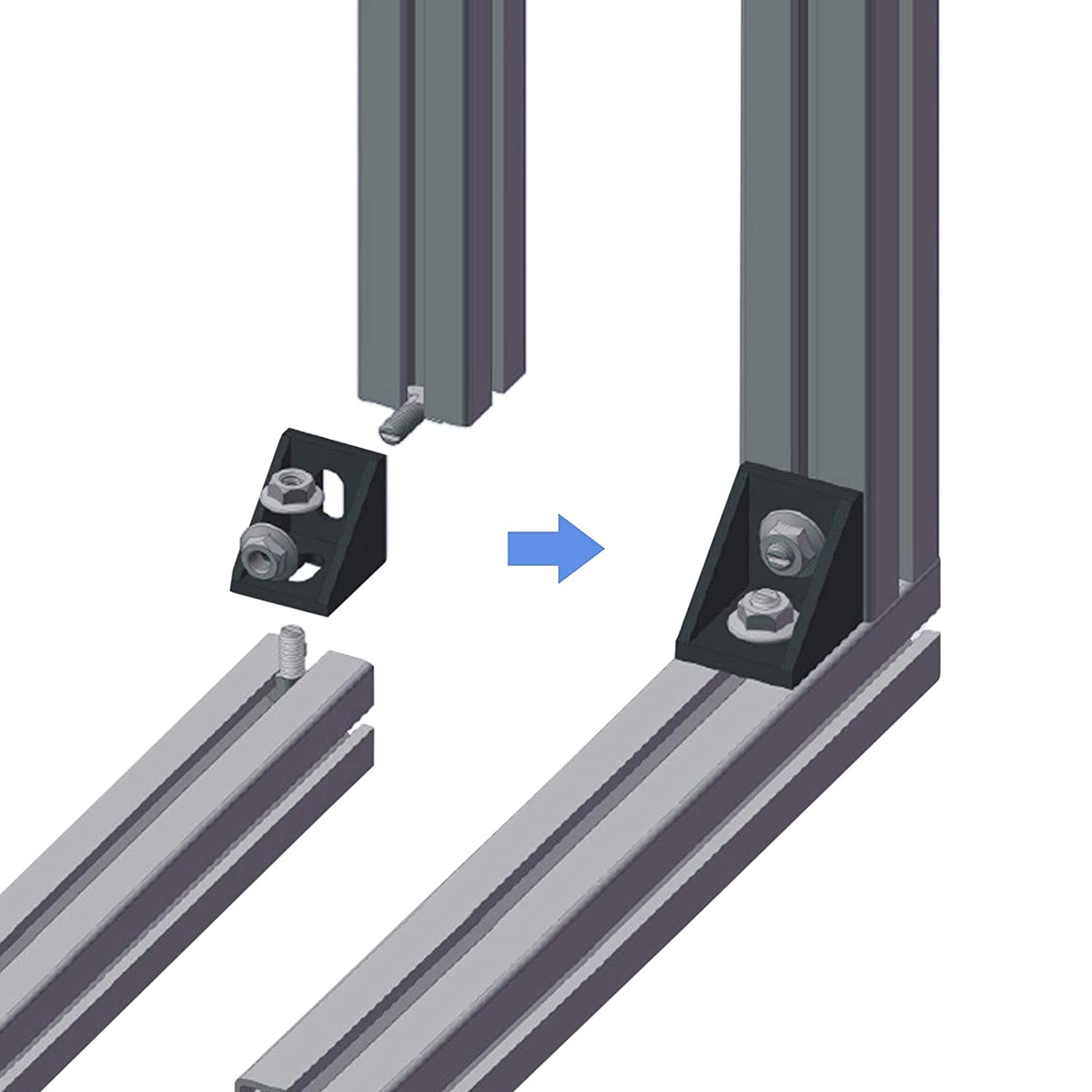 AUTOUTLET 10pcs Right Angle Bracket, Right Angle Bracket Connector T-Nut Screw 3030 Aluminum Extrusion Profile