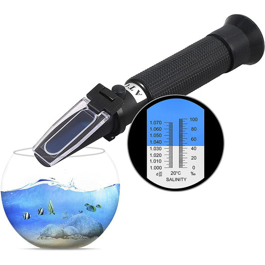 AUTOUTLET Salinity Refractometer for Aquarium Salinity Tester with ATC and Dual Scale 0-100‰
