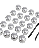 AUTOUTLET 20PCS (16 Standard Sizes + 4 Locking Sizes) Silver Hexagonal Plating Chrome Wheel Nut Caps