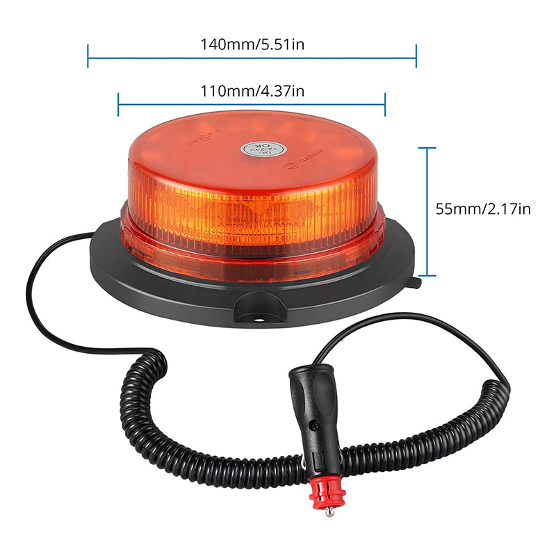 AUTOUTLET 12 LED Strobe Beacon Car Amber Warning Light 10V-30V