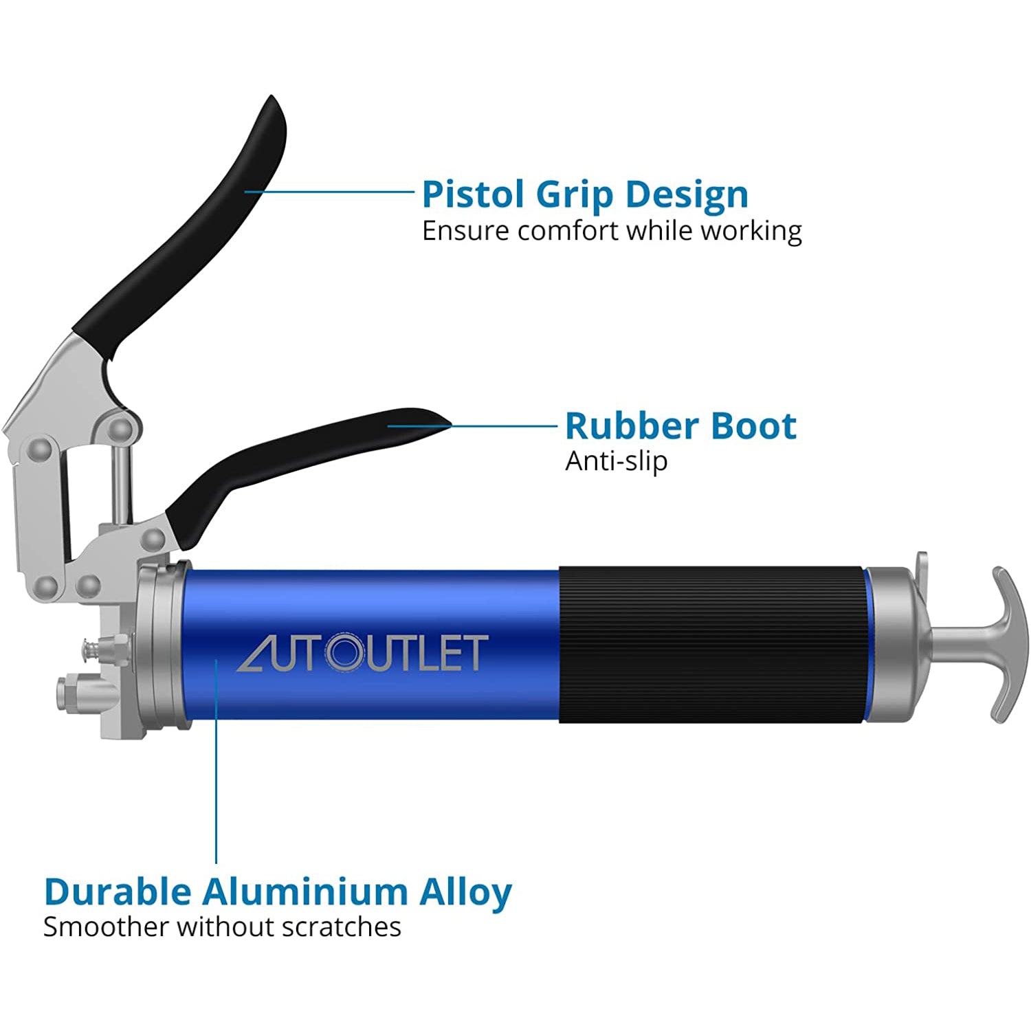 AUTOUTLET Grease Gun 6000PSI with Hose Manual Lever One-handed Grease