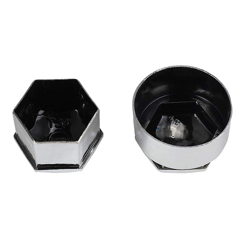 AUTOUTLET 20PCS (16 Standard Sizes + 4 Locking Sizes) Silver Hexagonal Plating Chrome Wheel Nut Caps