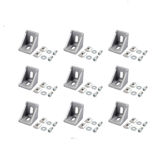 AUTOUTLET 10pcs Right Angle Bracket, Right Angle Bracket Connector T-Nut Screw 3030 Aluminum Extrusion Profile