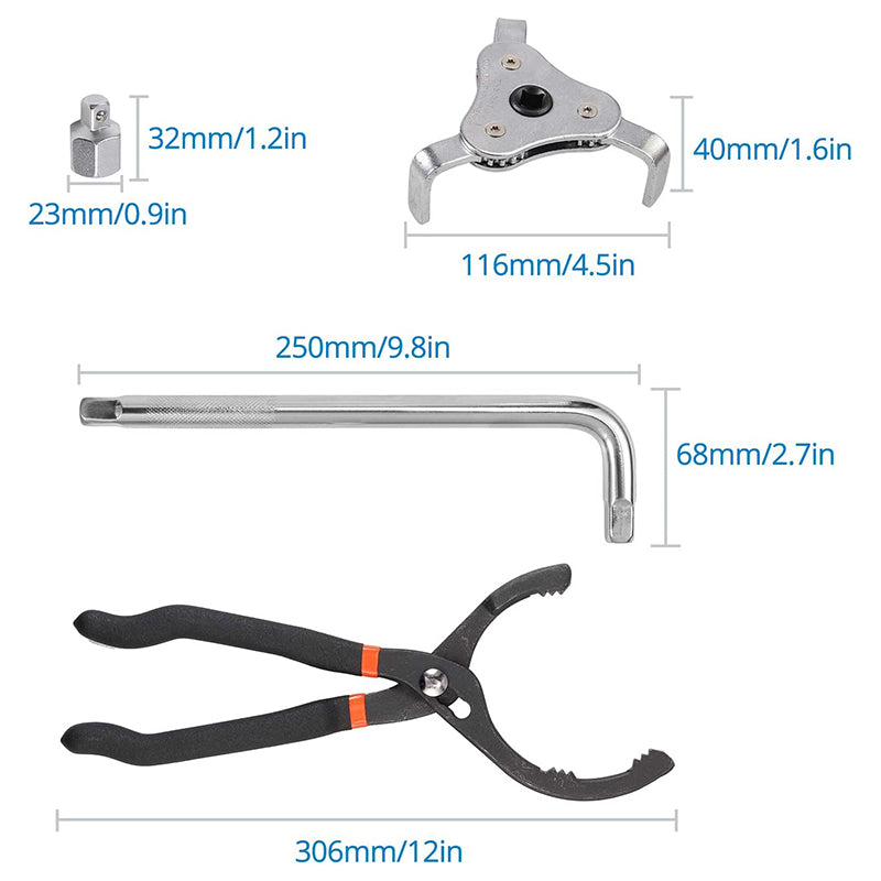 AUTOUTLET 12 Inch Oil Filter Pliers and Universal Adjustable Oil Filter