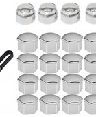 AUTOUTLET 20PCS (16 Standard Sizes + 4 Locking Sizes) Silver Hexagonal Plating Chrome Wheel Nut Caps