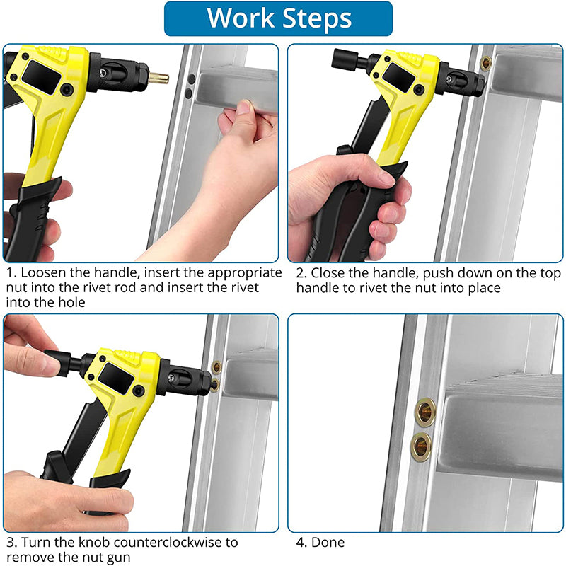 AUTOUTLET 8" RIVET NUT GUN M3 M4 M5,m6,Hand Riveter Rivet Gun Yellow