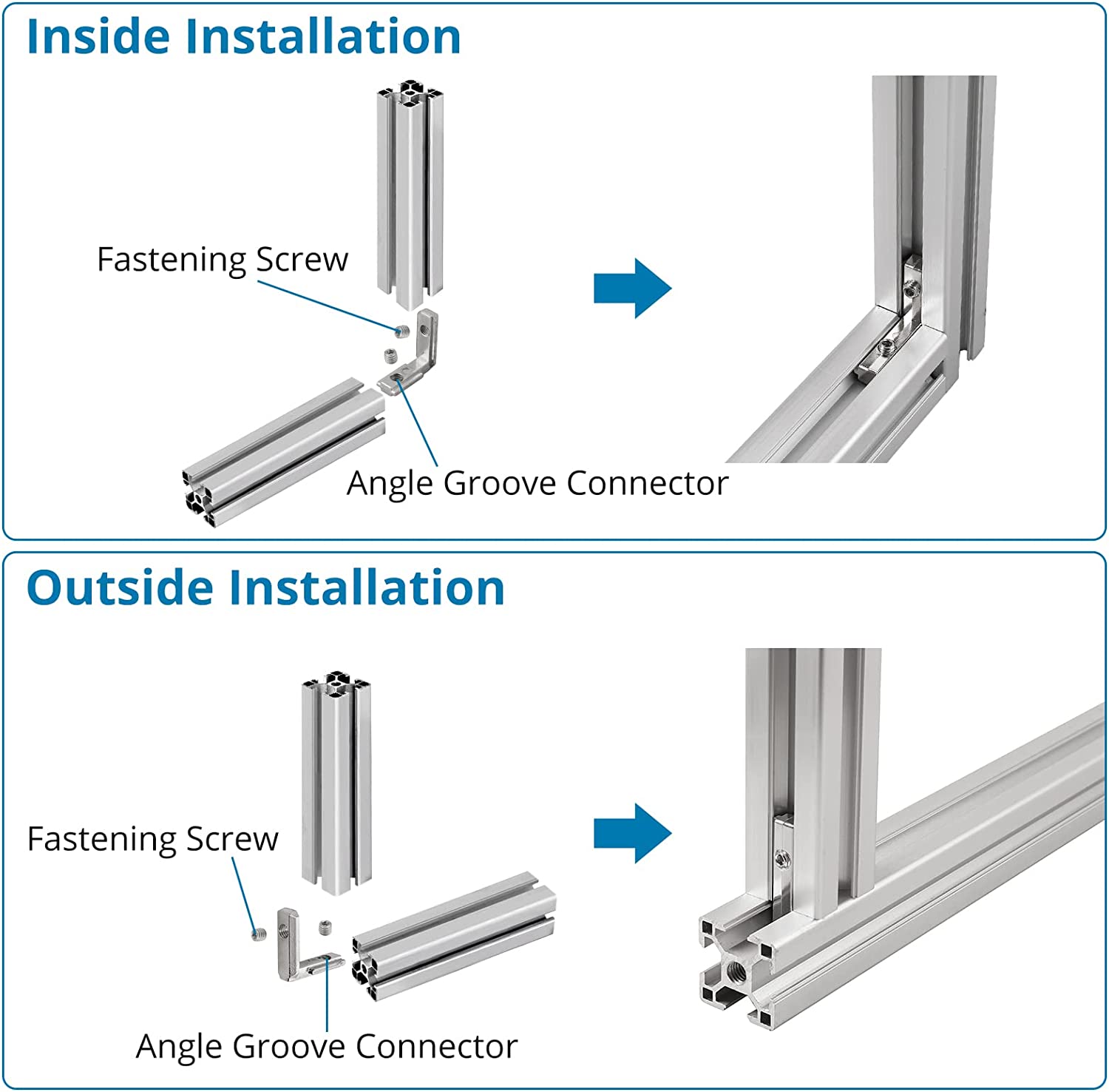 AUTOUTLET 10pcs T Slot Aluminum Profile Zinc Alloy L-Shape Brackets