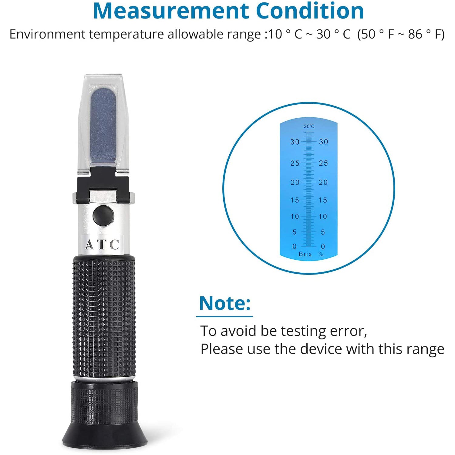 AUTOUTLET Brix Sugar 0-32% Refractometer with ATC, Plastic Drop