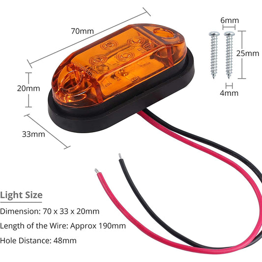 AUTOUTLET 4X Side Lights, 4 LED Side Marker Lights, Universal Position Light 12V 24V