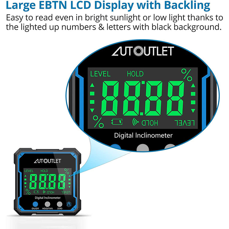 AUTOUTLET Digital Level Box Protractor Angle Finder Level Gauge Waterproof