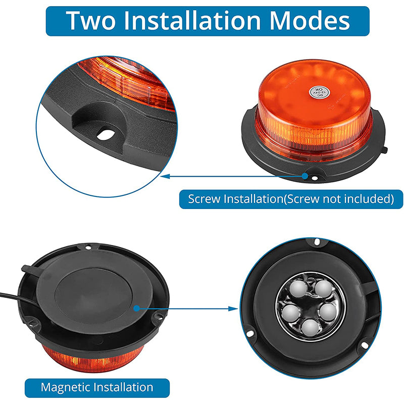 AUTOUTLET 12 LED Strobe Beacon Car Amber Warning Light 10V-30V