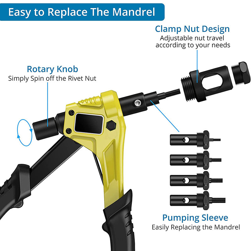 AUTOUTLET 8" RIVET NUT GUN M3 M4 M5,m6,Hand Riveter Rivet Gun Yellow