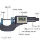 AUTOUTLET 0~25mm Electronic LCD Digital Display Outside Micrometer