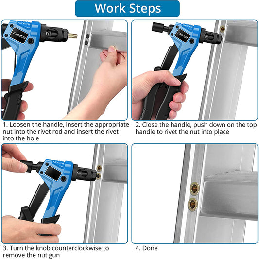 AUTOUTLET 8" RIVET NUT GUN M3 M4 M5,m6,Hand Riveter Rivet Gun Blue
