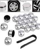 AUTOUTLET 20PCS (16 Standard Sizes + 4 Locking Sizes) Silver Hexagonal Plating Chrome Wheel Nut Caps