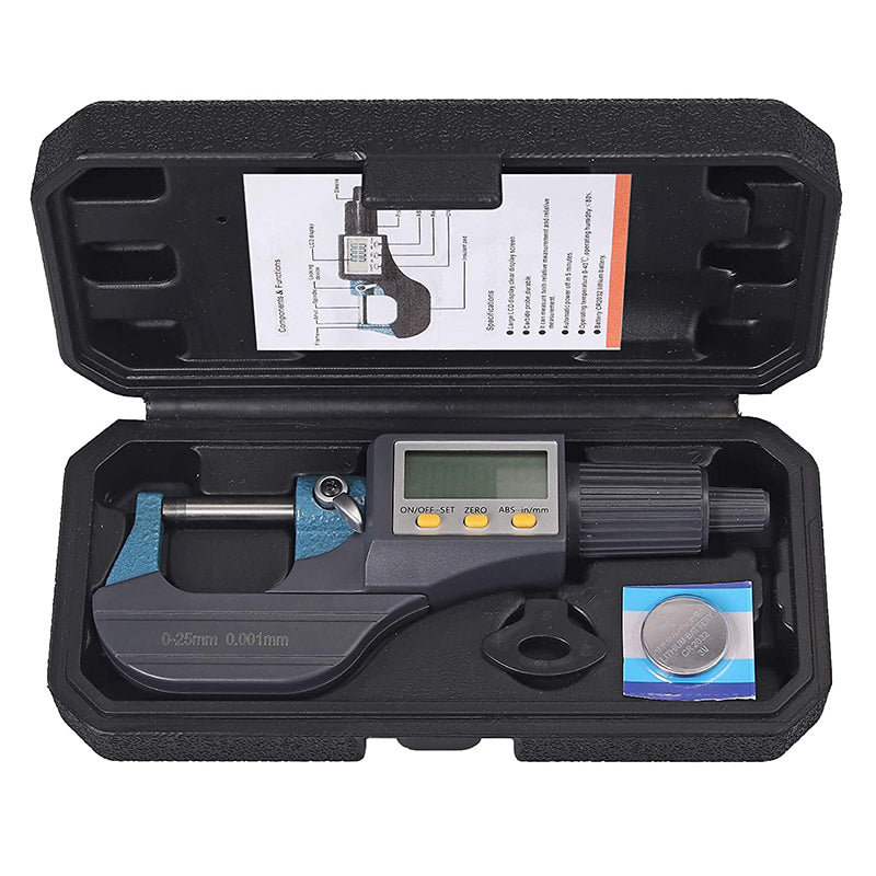 AUTOUTLET 0~25mm Electronic LCD Digital Display Outside Micrometer