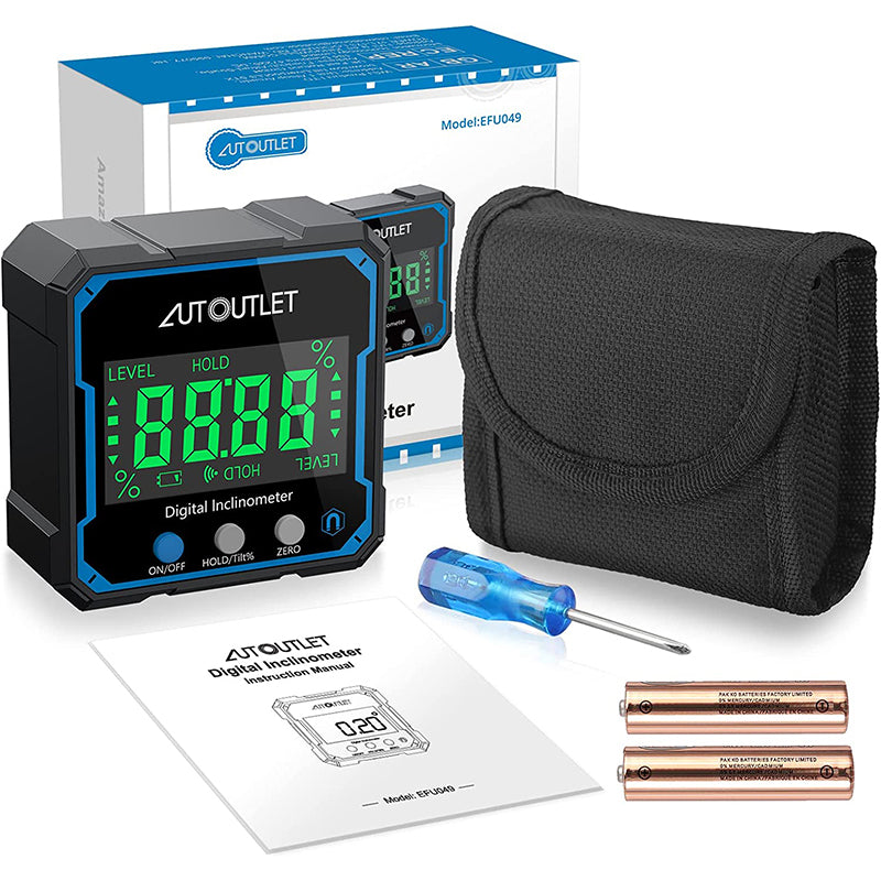 AUTOUTLET Digital Level Box Protractor Angle Finder Level Gauge Waterproof