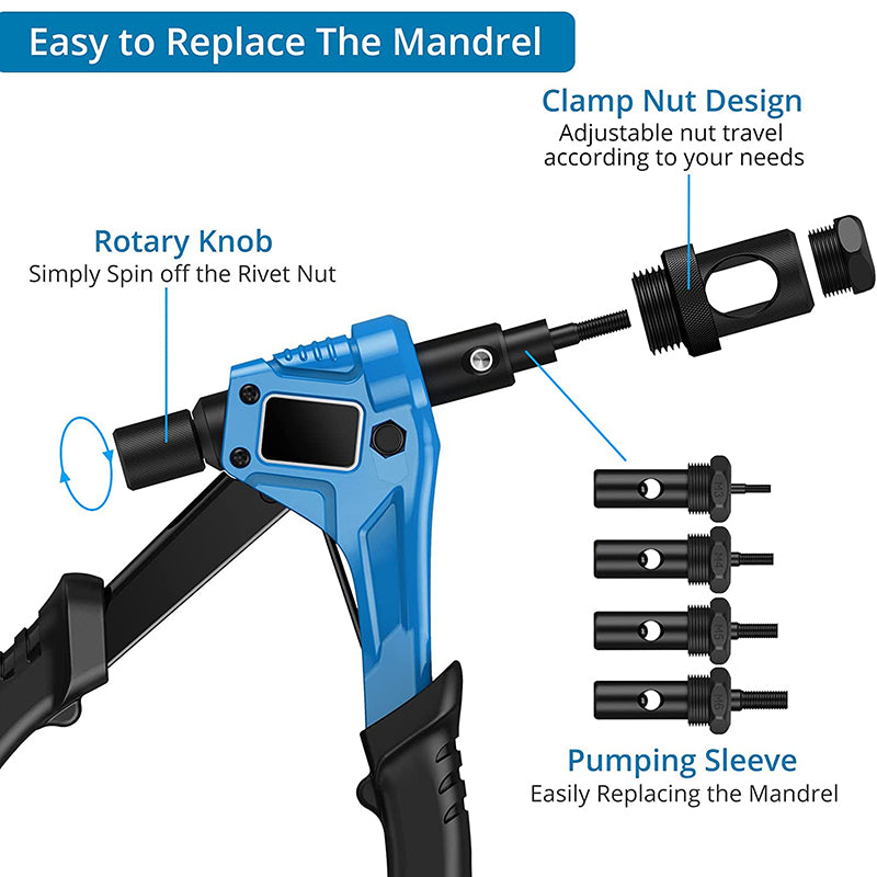 AUTOUTLET 8" RIVET NUT GUN M3 M4 M5,m6,Hand Riveter Rivet Gun Blue