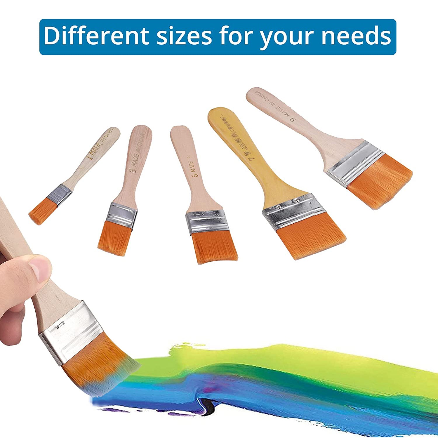 AUTOUTLET 50PCS Paint Brush Set 5 Sizes Glaze Brush