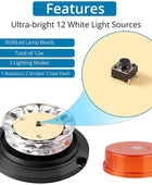 AUTOUTLET 12 LED Strobe Beacon Car Amber Warning Light 10V-30V