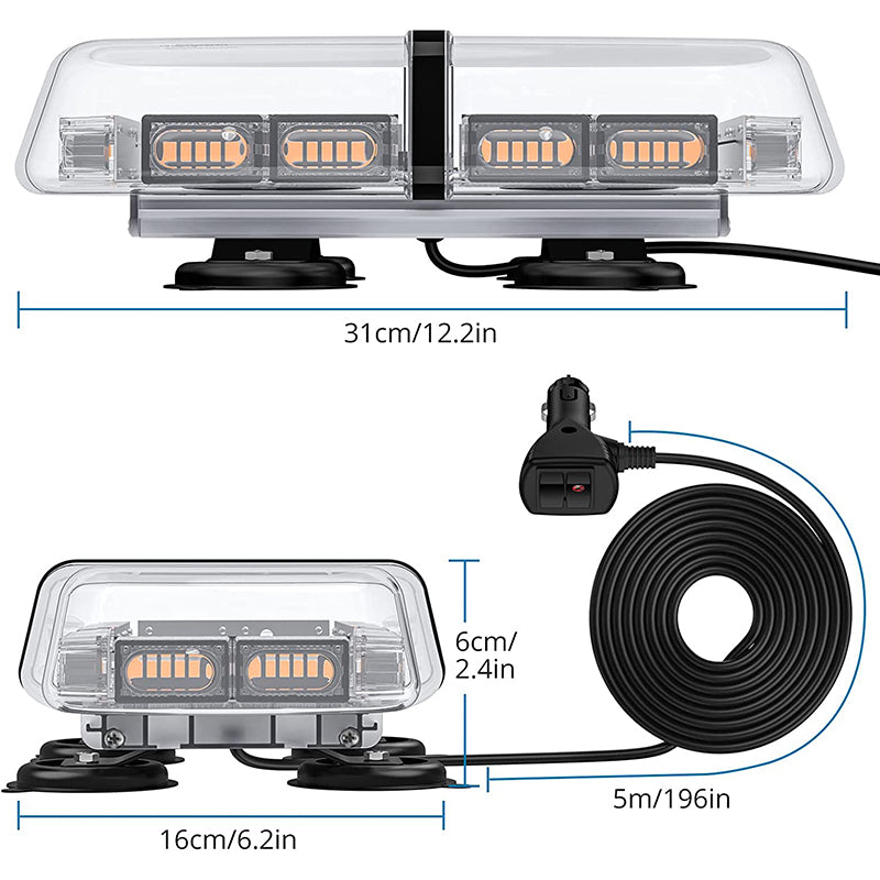 AUTOUTLET 12/24V IP65 72 LEDs Magnetic Emergency Bar Recovery Warning Strobe Light