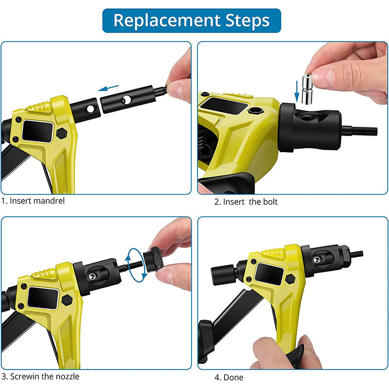 AUTOUTLET 8" RIVET NUT GUN M3 M4 M5,m6,Hand Riveter Rivet Gun Yellow