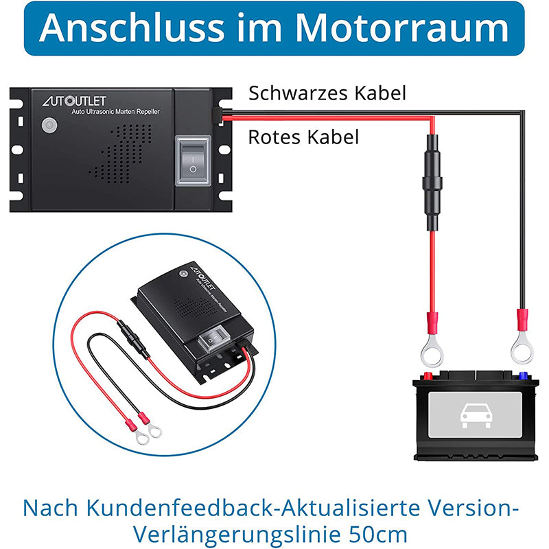 AUTOUTLET Marderschreck Car, Ultrasonic Tones Marten Defense Marten Protection Vehicle Accessories
