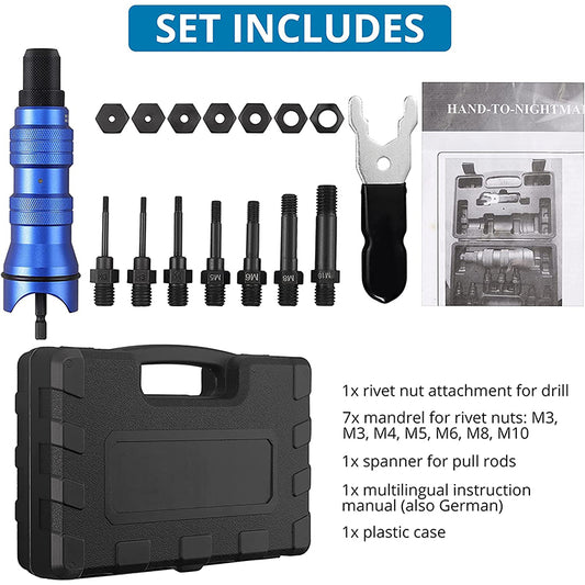 AUTOUTLET Rivet Nut Attachment, Professional Rivet Nuts Adapter Kit