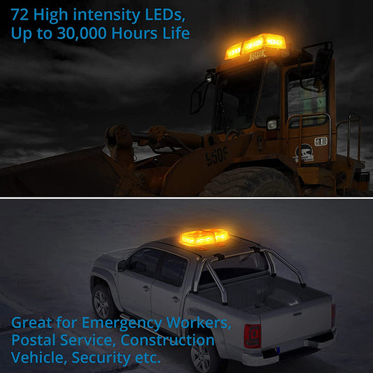 AUTOUTLET 12/24V IP65 72 LEDs Magnetic Emergency Bar Recovery Warning Strobe Light