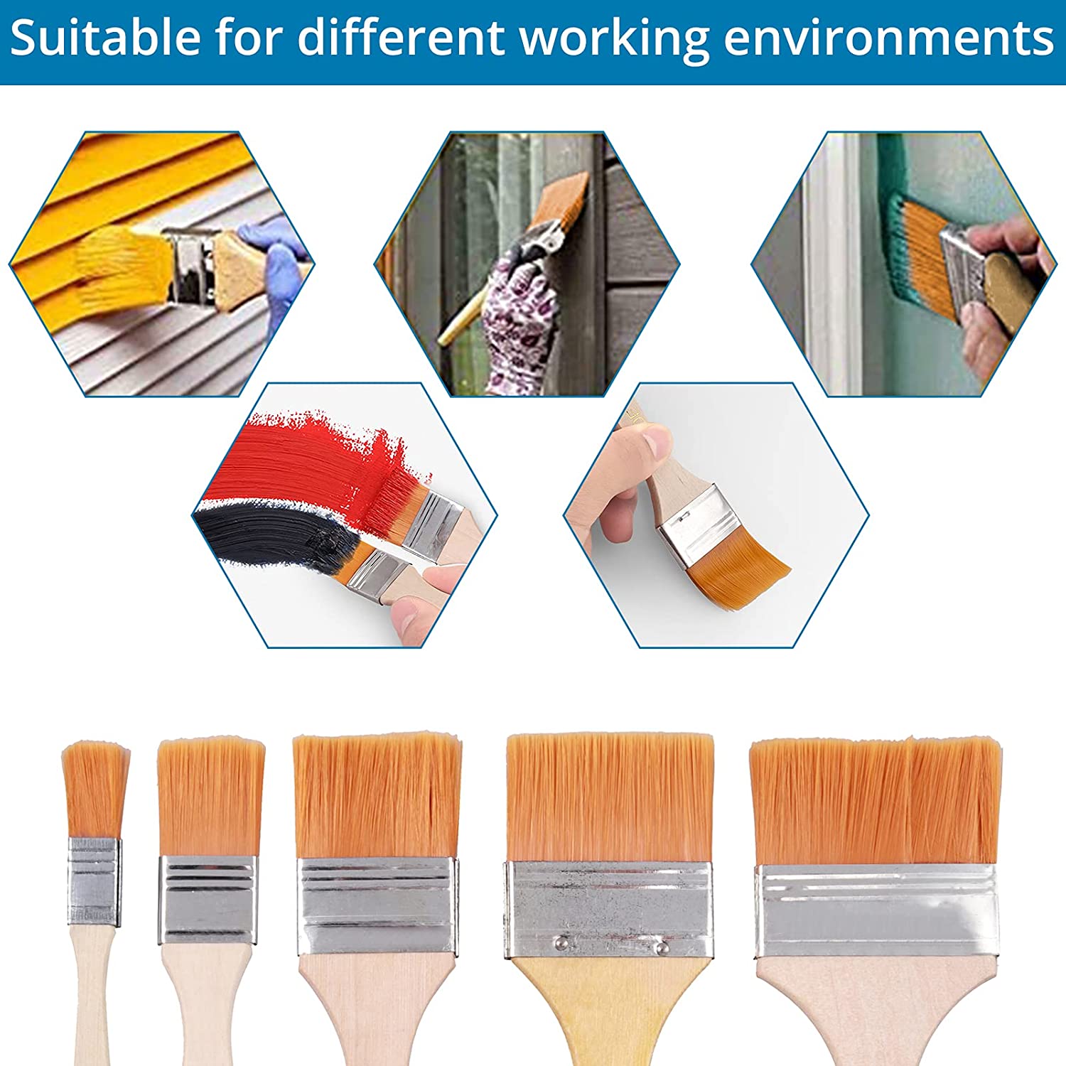 AUTOUTLET 50PCS Paint Brush Set 5 Sizes Glaze Brush